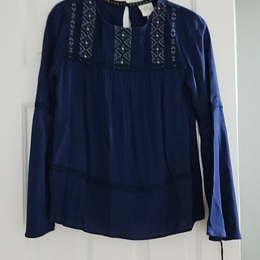 Nwt knox rose xs navy blue top